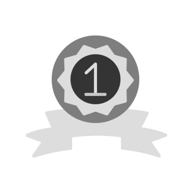 birincilik ödülü ikonu, kurdeleli madalya, vektör illüstrasyon tasarımı