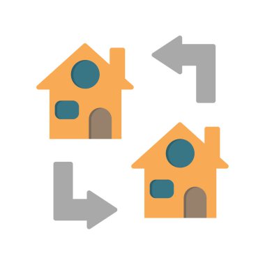 Ev ikonu. Emlak sembolü. Beyaz arkaplanda konsept vektör illüstrasyonunu aktar