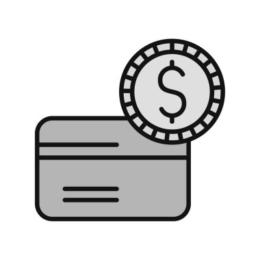Para için. Kredi kartı ve sikke web simgesi basit tasarım