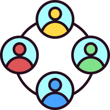 Takım simgesinin vektör çizimi, bir grup insan, takım çalışması