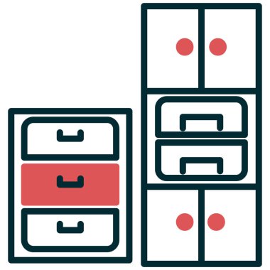 Çekmeceler simgesinin vektör illüstrasyonu 