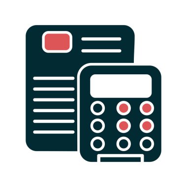 hesap makinesi ve belge web simgesi, basit illüstrasyon 