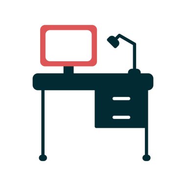 ofis masa simgesi vektör illüstrasyonu