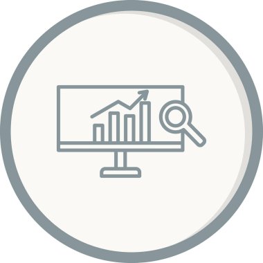 Analizler ince çizgi simgesi, veri araştırma vektörü illüstrasyonu
