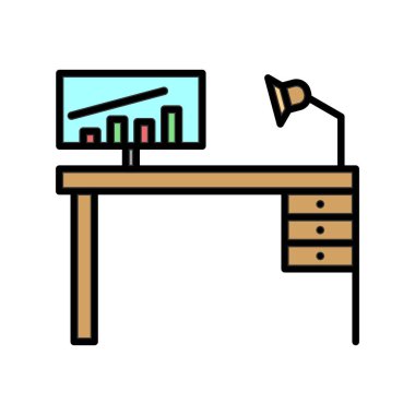 ofis masa simgesi vektör illüstrasyonu