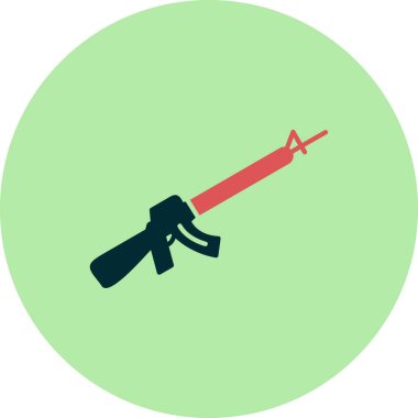 Silah ikonu. Saldırı Tüfeği illüstrasyonu, düz tasarım 10 birim