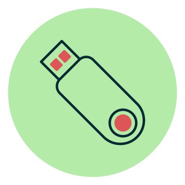 USB flash disk simgesi. USB deposunun basit bir illüstrasyonu