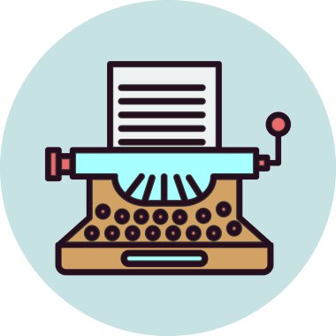 Daktilo. Web simgesi vektör illüstrasyonu 