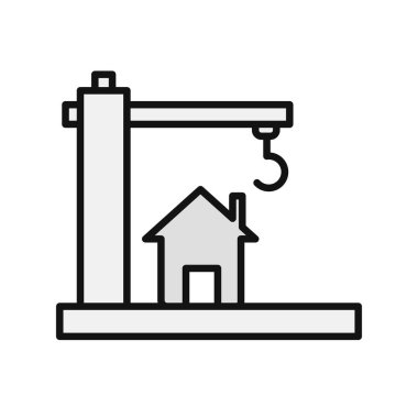 Yapı simgesi altındaki ev, vektör illüstrasyonu