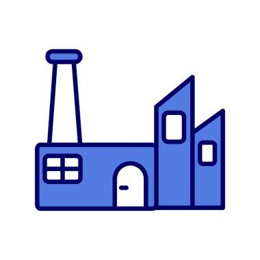 Fabrika binası ikonu. Ağ için Sürdürülebilir Fabrika vektör simgesinin özeti