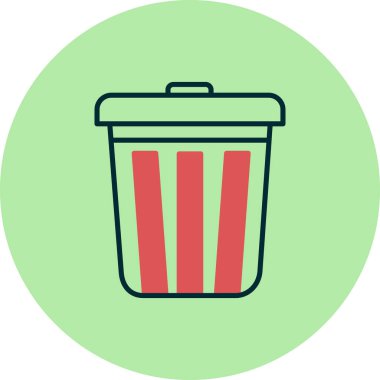 Çöp tenekesi simgesi düz stil. Basit vektör gösterimi  