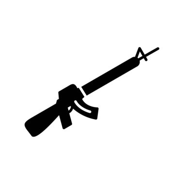 Silah ikonu. Saldırı Tüfeği illüstrasyonu, düz tasarım 10 birim