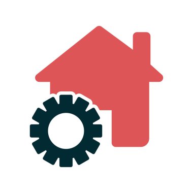 ev ve dişli simgesi, Yapı vektörü illüstrasyonu altında