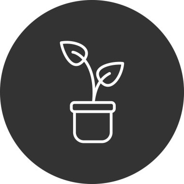 bitki saksısı ikon vektör çizimi tasarımı