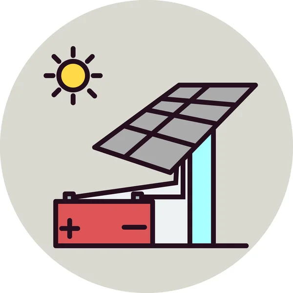 Ikona Panelu Słonecznego Ilustracja Wektora Energia Słoneczna Odnawialna — Wektor stockowy