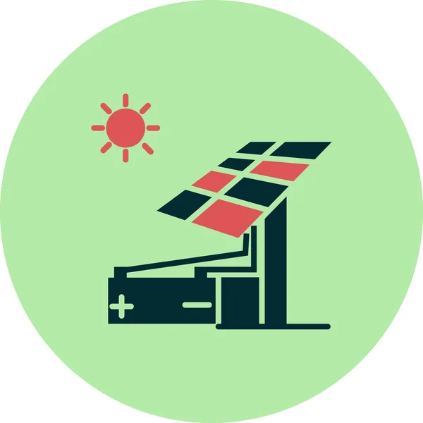 Ikona Panelu Słonecznego Ilustracja Wektora Energia Słoneczna Odnawialna — Wektor stockowy