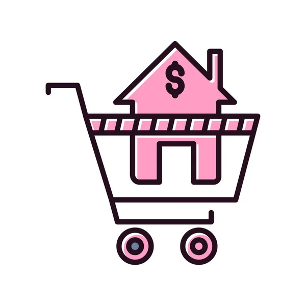 Shopping Cart House Sign Vector Illustration Design Real Estate Symbol — 스톡 벡터