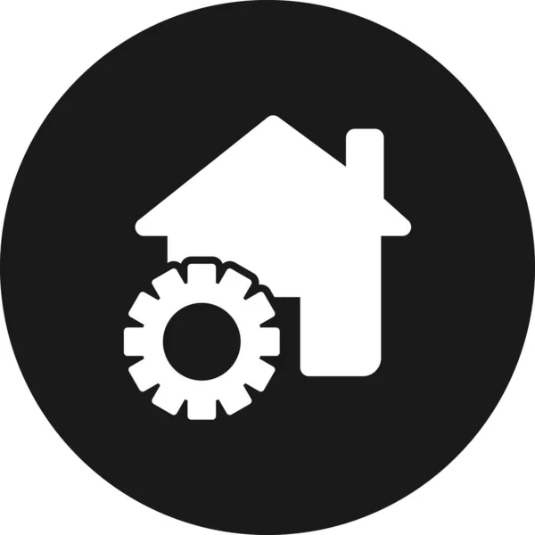 Huis Versnelling Pictogram Aanbouw Vector Illustratie — Stockvector