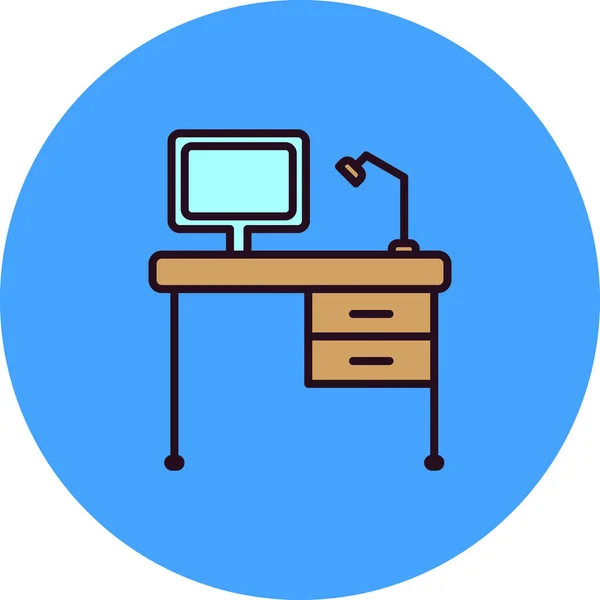 Office Desk Icon Vector Illustration — Stock Vector