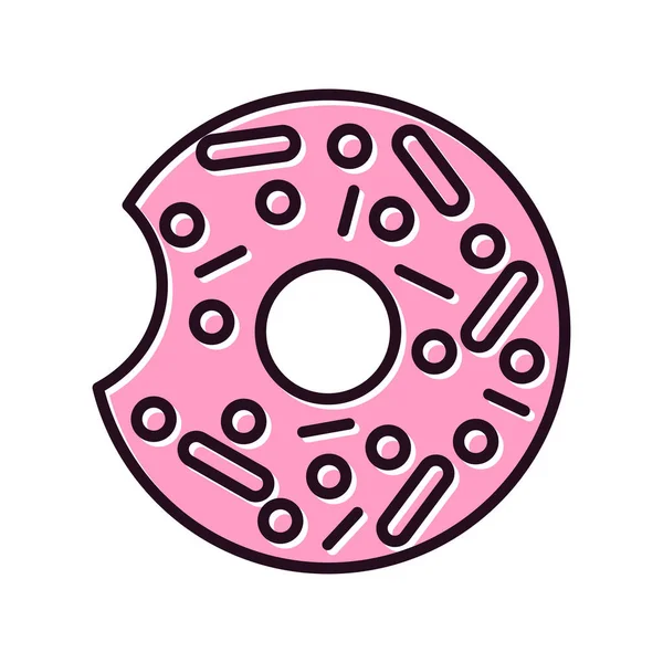 Donut Icoon Vlakke Vectorillustratie — Stockvector