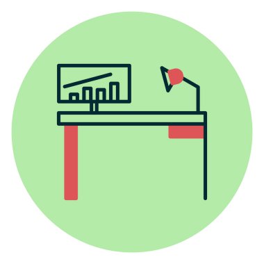 ofis masa simgesi vektör illüstrasyonu