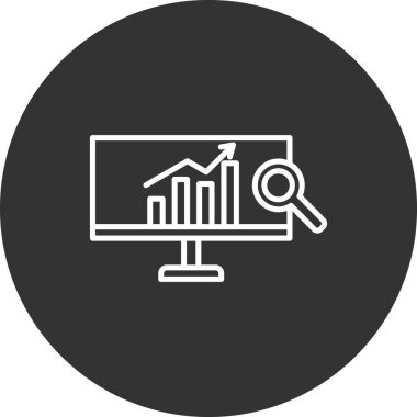 Analizler ince çizgi simgesi, veri araştırma vektörü illüstrasyonu