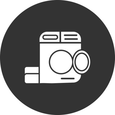 Çamaşır makinesi simgesi, vektör illüstrasyonu