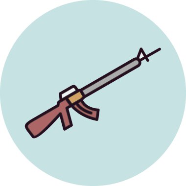 Silah ikonu. Saldırı Tüfeği illüstrasyonu, düz tasarım 10 birim