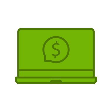 Dolar sembollü bir laptop. Çevrimiçi bankacılık vektör simgesi