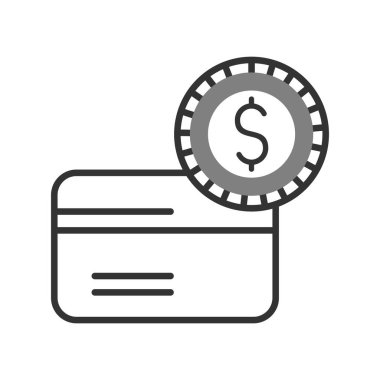 Para için. Kredi kartı ve sikke web simgesi basit tasarım