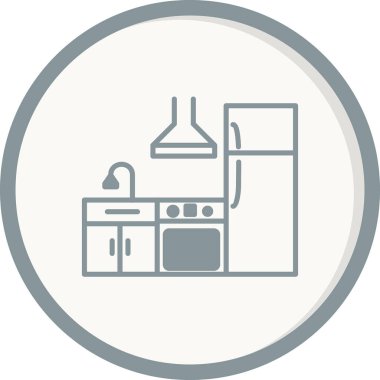 Ev aletleri. Mutfak mobilyası simgesi, vektör illüstrasyonu