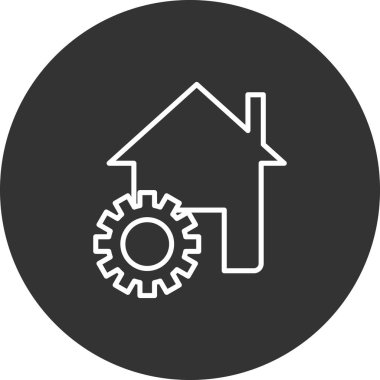 ev ve dişli simgesi, Yapı vektörü illüstrasyonu altında