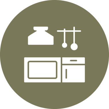 Ev aletleri. Mutfak mobilyası simgesi, vektör illüstrasyonu