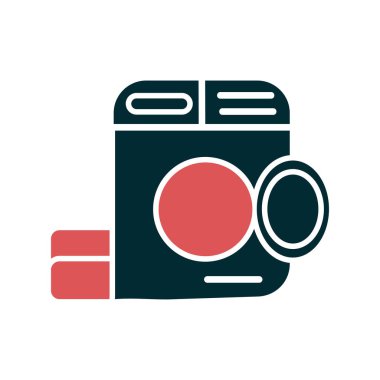 Çamaşır makinesi simgesi, vektör illüstrasyonu