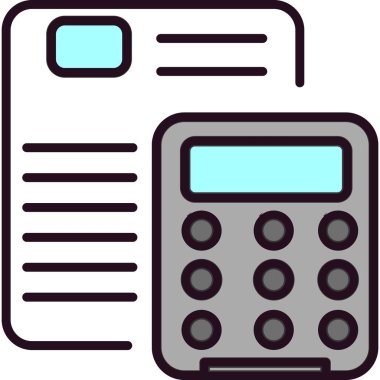 hesap makinesi ve belge web simgesi, basit illüstrasyon 