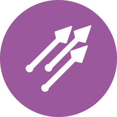 ok işareti ikon vektörü. İnce çizgili resim grafiği. Mızraklar izole edilmiş sınır sembolü çizimi