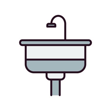 banyo lavabosu simgesi, vektör illüstrasyonu