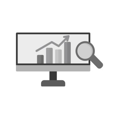 Analizler ince çizgi simgesi, veri araştırma vektörü illüstrasyonu