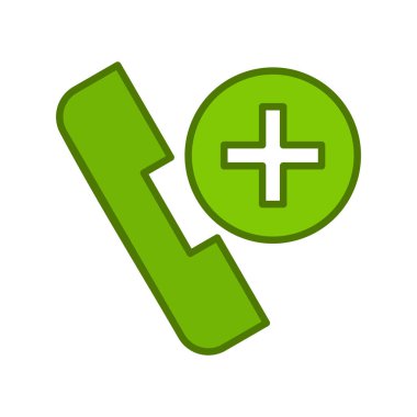 Tıbbi yardım hattı simgesi, telefon alıcısı ve tıbbi vektör çizimi 