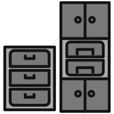 Çekmeceler simgesinin vektör illüstrasyonu 