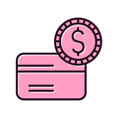 Para için. Kredi kartı ve sikke web simgesi basit tasarım