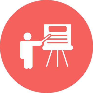 Sunum tahtası simgesi, vektör illüstrasyonunda öğretmen