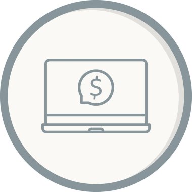 Dolar sembollü bir laptop. Çevrimiçi bankacılık vektör simgesi