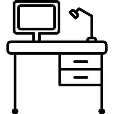 ofis masa simgesi vektör illüstrasyonu