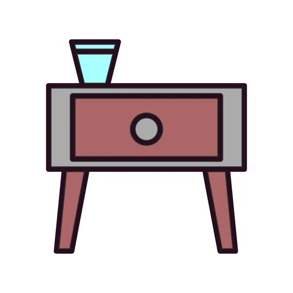 Mesita Noche Icono Web Ilustración Simple Muebles — Vector de stock