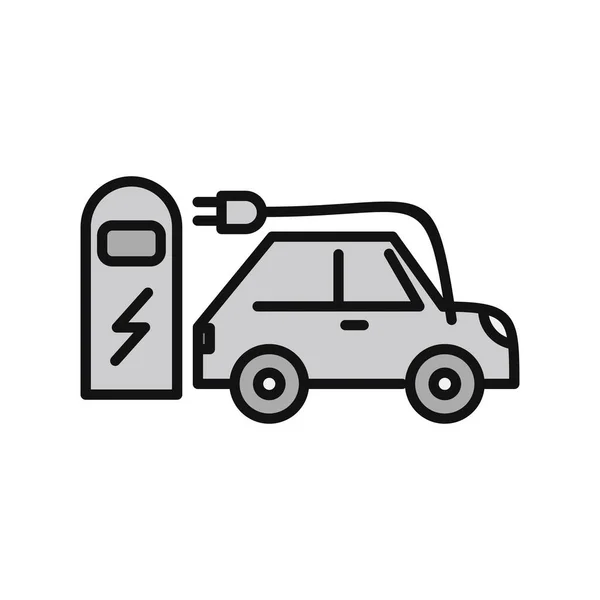 Electric Car Charging Station Icon Isolated Contour Symbol Illustration Vector — Stock Vector