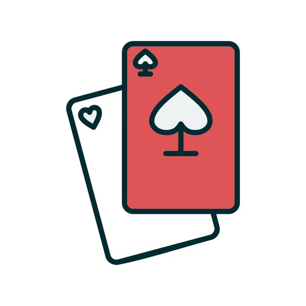 Pokerkort Vit Bakgrund Platt Stil — Stock vektor