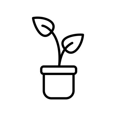 bitki saksısı ikon vektör çizimi tasarımı