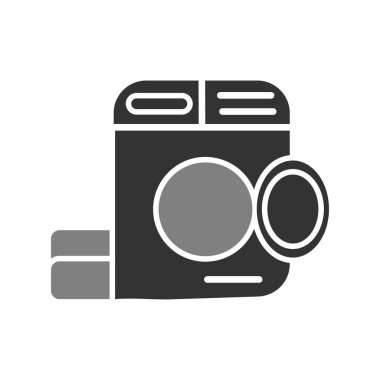 Çamaşır makinesi simgesi, vektör illüstrasyonu