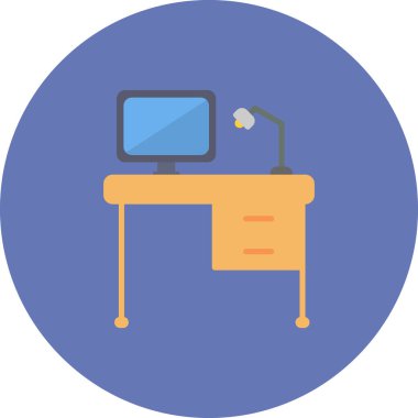 ofis masa simgesi vektör illüstrasyonu